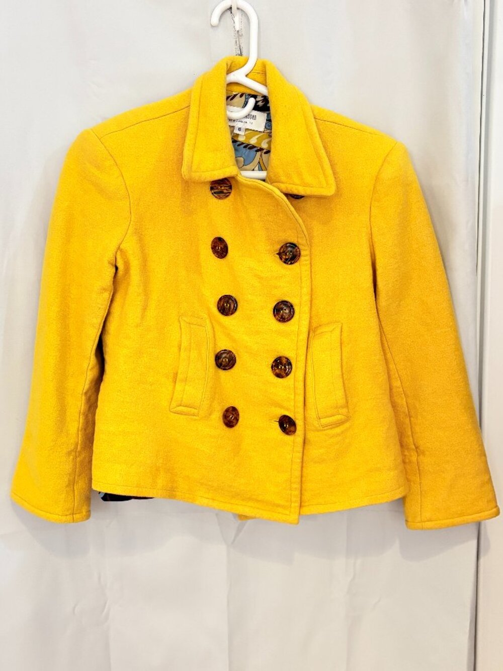 Skirtin Around 100% Wool 100% Silk Yellow Peacoat Size 6